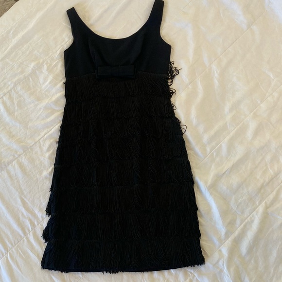 Vintage Black Fringe Cocktail Dress with Bow XS/S - Picture 5 of 9